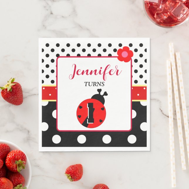 Niedlich Red and Black Ladybug Serviette (Beispiel)