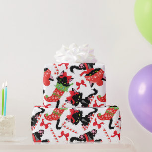 Niedlich Red Angry Cat Candy Cane Weihnachten Geschenkpapier