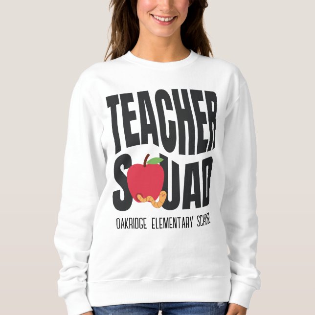 Niedlich Red Apple Teacher Squad Sweatshirt (Vorderseite)