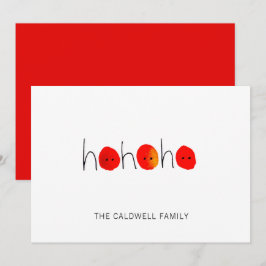 Niedlich Red & Black Ho Ho Ho Hand bemalt Weihnach Feiertagskarte