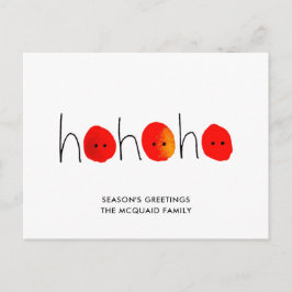 Niedlich Red & Black Ho Ho Ho Hand bemalt Weihnach Feiertagspostkarte