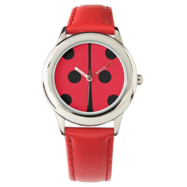 Niedlich Red Black Ladybug Polka Dots Armbanduhr (Vorderseite)