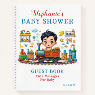 Niedlich Red Blue Train Boy Baby Showroom Gästebuc Notizbuch