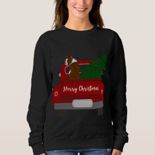 Niedlich Red Boston Terrier - Retro Weihnachten Sweatshirt