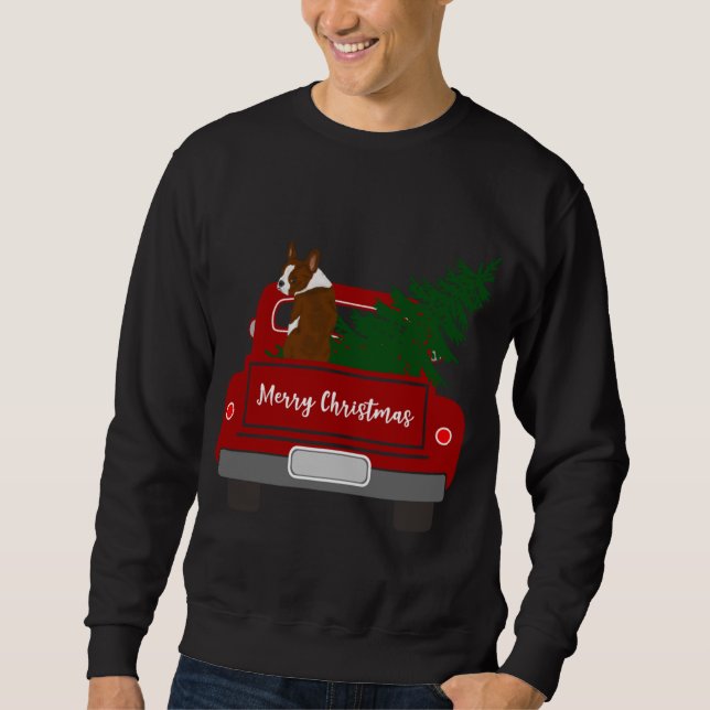 Niedlich Red Boston Terrier - Retro Weihnachten Sweatshirt (Vorderseite)