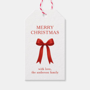 Niedlich Red Bow Frohe Weihnachten Geschenkanhänger