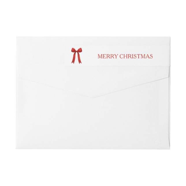 Niedlich Red Bow Frohe Weihnachts-Rücksendeadresse (Rückseite)