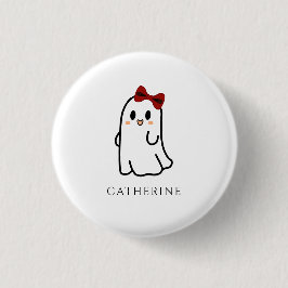 Niedlich Red Bow Halloween Ghost Girly Button