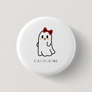 Niedlich Red Bow Halloween Ghost Girly Button