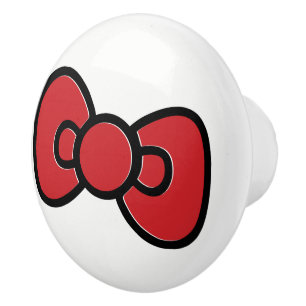 Niedlich Red Bow Whimsical Keramikknauf