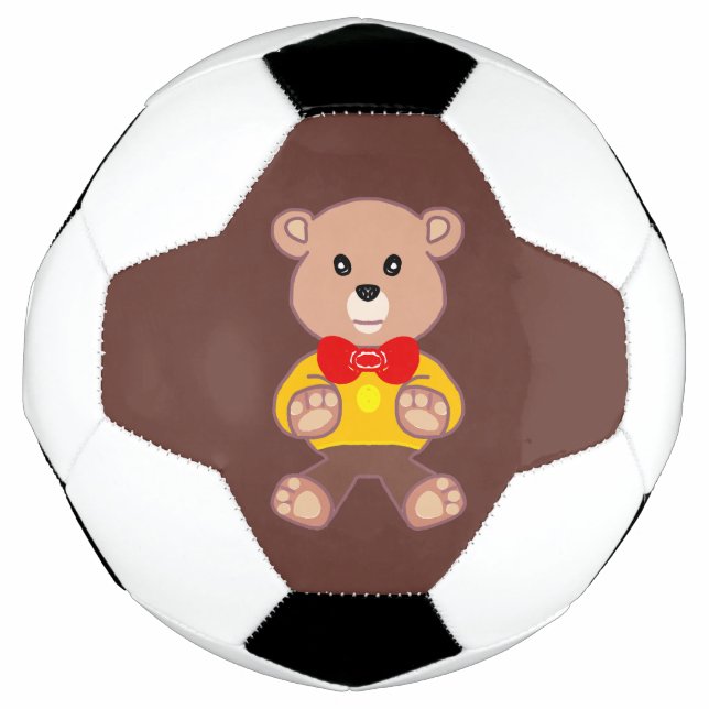 Niedlich Red Bowtie Beige Teddy Bear Brown Fußball (Vorderseite)