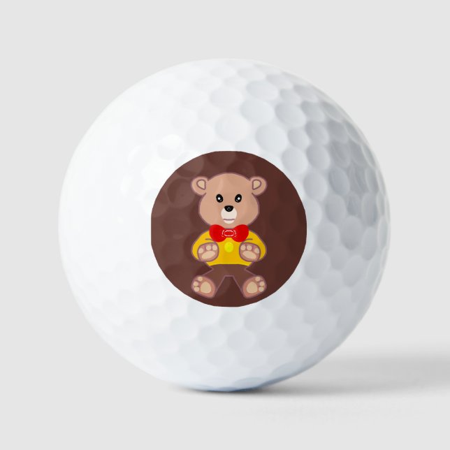 Niedlich Red Bowtie Beige Teddy Bear Brown Golfball (Vorderseite)