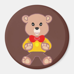 Niedlich Red Bowtie Beige Teddy Bear Brown Magnet