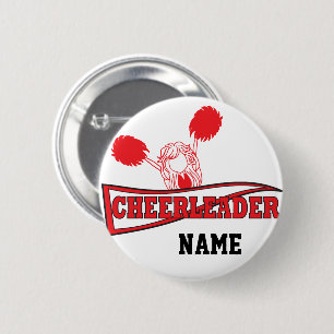 Niedlich Red Cheerleader Girl   DIY Name Button