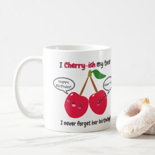 Niedlich Red Cherry Kawaii Twins Birthday Kaffeetasse