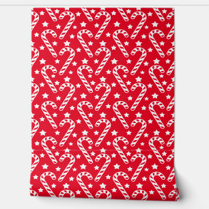 Niedlich Red Christmas Candy Cane Pattern Tapete