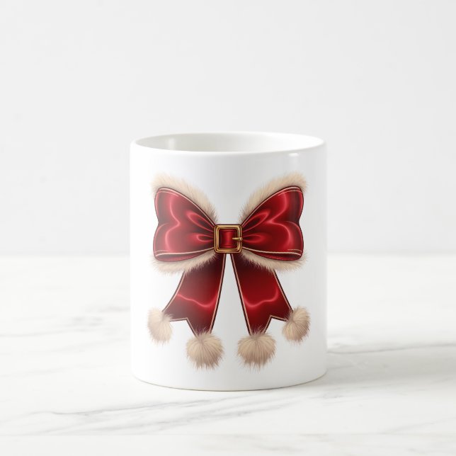 Niedlich Red Christmas Coquette Bow Weihnachtsfeie Kaffeetasse (Mittel)