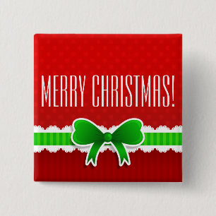 Niedlich Red Christmas Design Green Bow Personalis Button