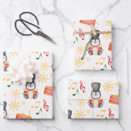 Niedlich Red Christmas Nutcracker Pinguin Geschenkpapier Set
