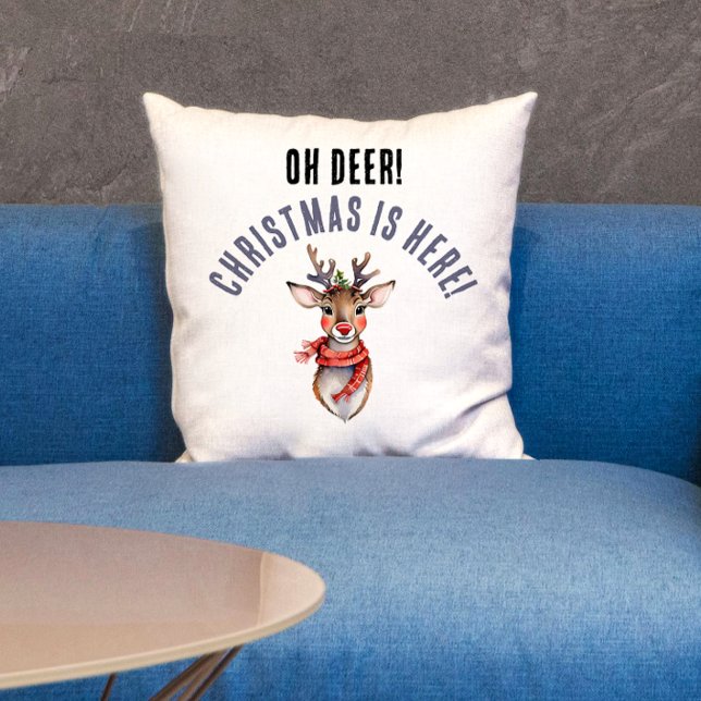Niedlich Red Christmas Rudolph Reindeer Watercolor Kissen (Von Creator hochgeladen)