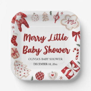 Niedlich Red Christmas Winter Merry Little Baby Du Pappteller