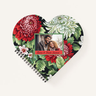 Niedlich Red Floral Custom Personalisiert Notizbuch