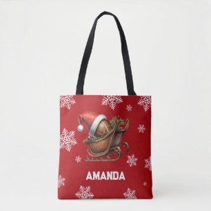 Niedlich Red Football Santa Sleigh Name