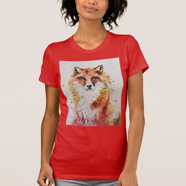 Niedlich Red Fox Animal Watercolor art T Shirt (Vorderseite)