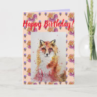 Niedlich Red Fox Blume Blumenfrass Geburtstagskart
