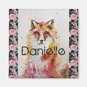 Niedlich Red Fox Wasserfarbe Rosa Girls Damen Magnet