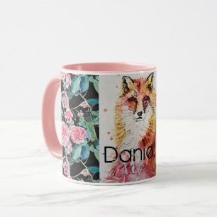 Niedlich Red Fox Wasserfarbe Rosa Girls Damen Tasse