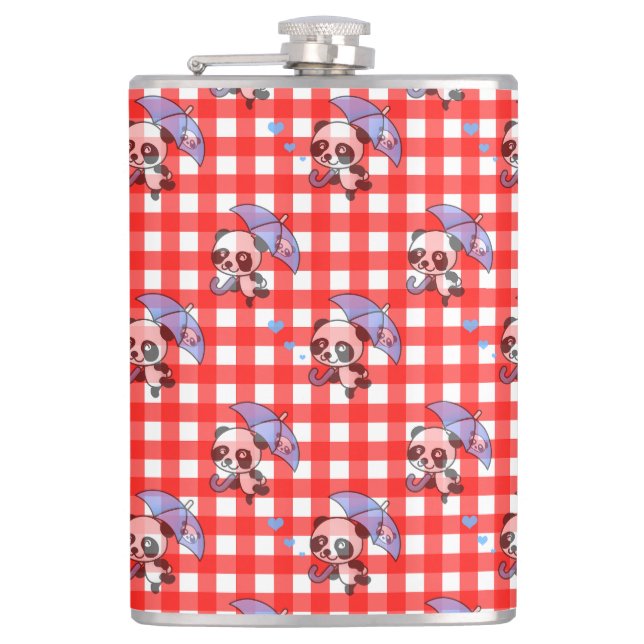 Niedlich Red Gingham Karo Flachmann (Vorderseite)