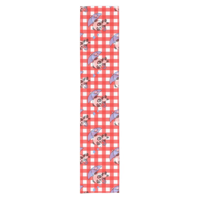 Niedlich Red Gingham Karo Kurzer Tischläufer (Vorderseite)