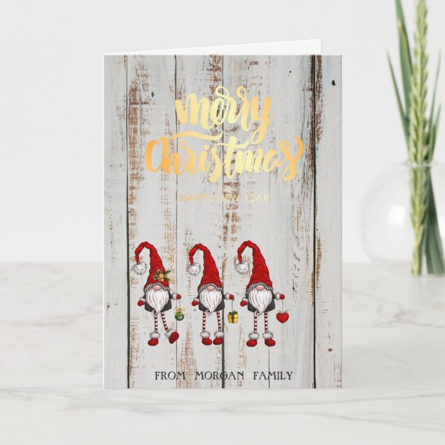 Niedlich Red Gnomes Frohe Weihnachten (Vorderseite)