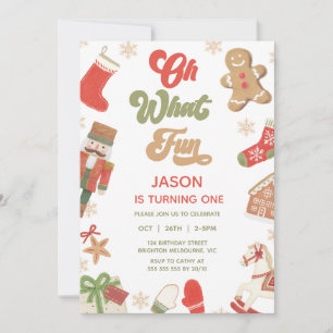 Niedlich Red Green Boys Oh What Fun Birthday Einladung