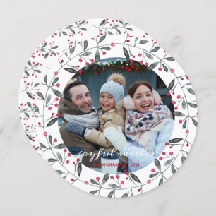 Niedlich Red & Green Watercolor Weihnachtskranz Einladung