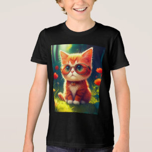 Niedlich Red Kitten Tragen einer Brille-365478 Tri-Blend Shirt