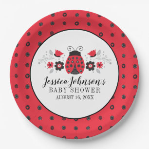 Niedlich Red Ladybug Baby Dusche Pappteller