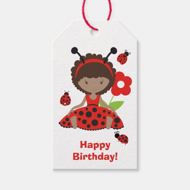 Niedlich Red Ladybug Girls Geburtstag Geschenkanhänger (Vorderseite)