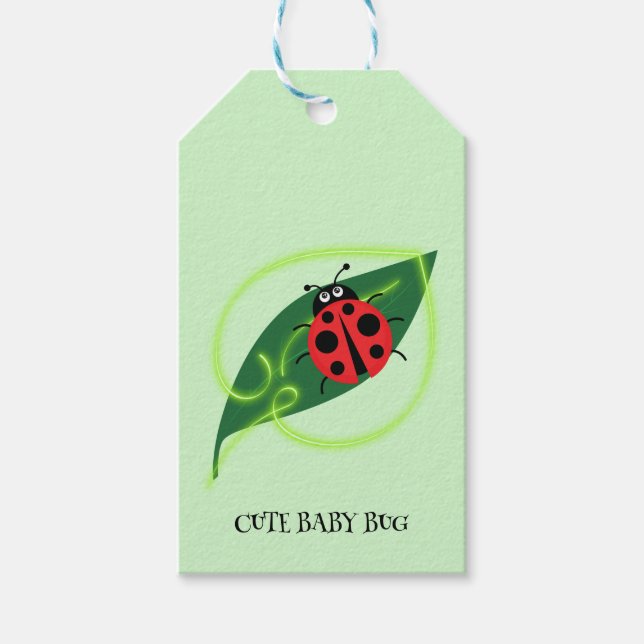 Niedlich Red Ladybug Green Liebe Leaf Mädchen Geschenkanhänger (Vorderseite)