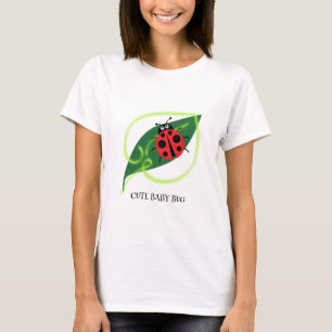 Niedlich Red Ladybug Green Liebe Leaf Mädchen T-Shirt