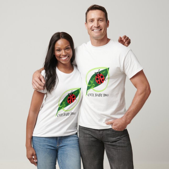 Niedlich Red Ladybug Green Liebe Leaf Mädchen T-Shirt (Unisex)