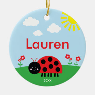 Niedlich Red Ladybug Keramik Ornament