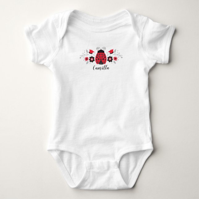 Niedlich Red Ladybug Newborn Baby Girl Strampler (Vorderseite)