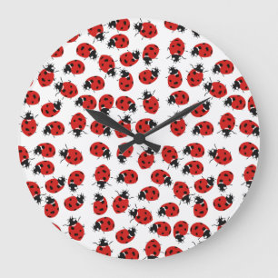Niedlich Red Ladybug Pattern Große Wanduhr