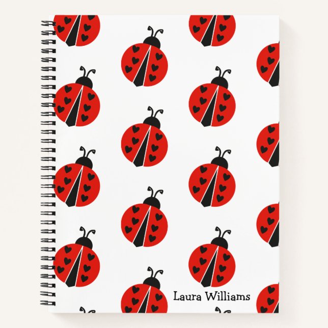 Niedlich Red Ladybug Personalisiert Notizbuch (Vorderseite)