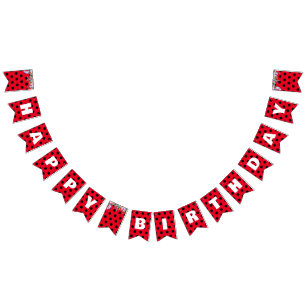 Niedlich Red Ladybug Polka dot floral Blume Geburt Wimpelkette