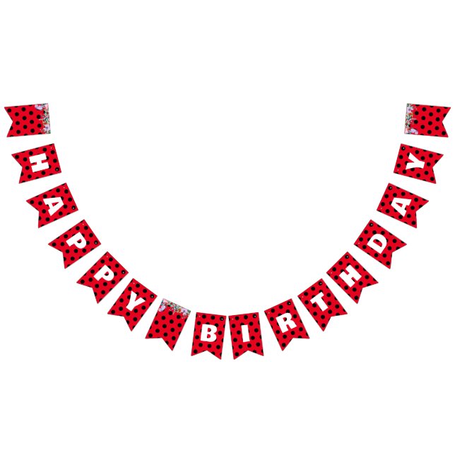 Niedlich Red Ladybug Polka dot floral Blume Geburt Wimpelkette (Alle)