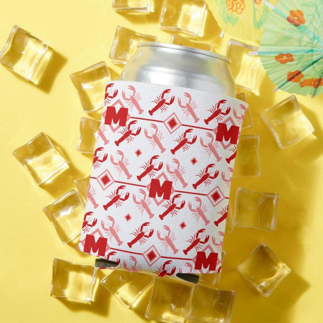 Niedlich Red Monogram & Lobster Season Nautic Dosenkühler (In Situ Sommer)