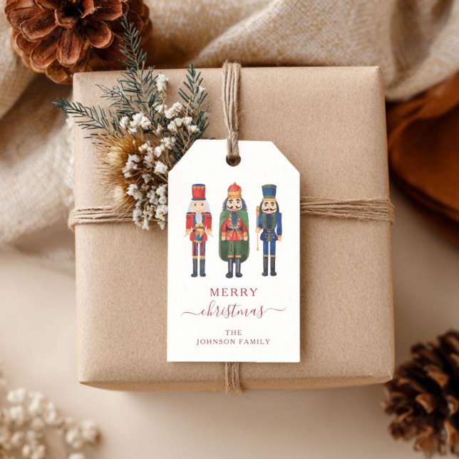 Niedlich Red Nutcracker Weihnachten Geschenkanhänger (Cute Red Nutcracker Christmas Gift Tags)